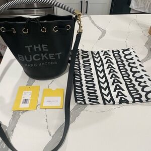 Marc Jacobs Black Bucket Bag with Gold Accents